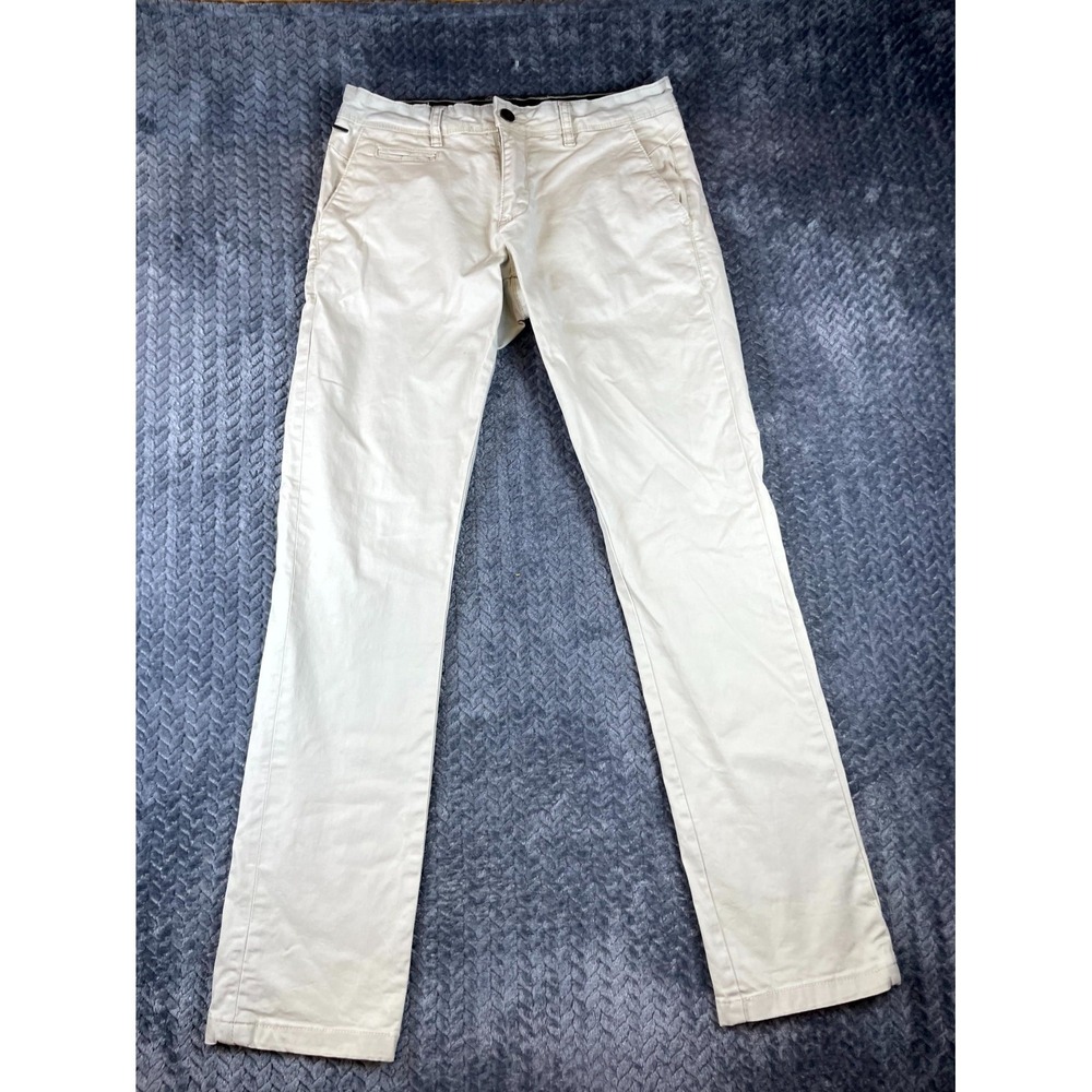 Zara Man Basic Chino Pants Womens 29 Cream Cotton Casual Mid Rise Straight Leg